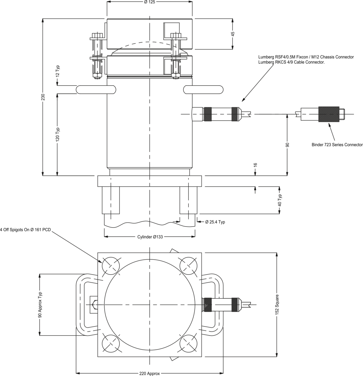 lcm1600 Células de carga dimensiones