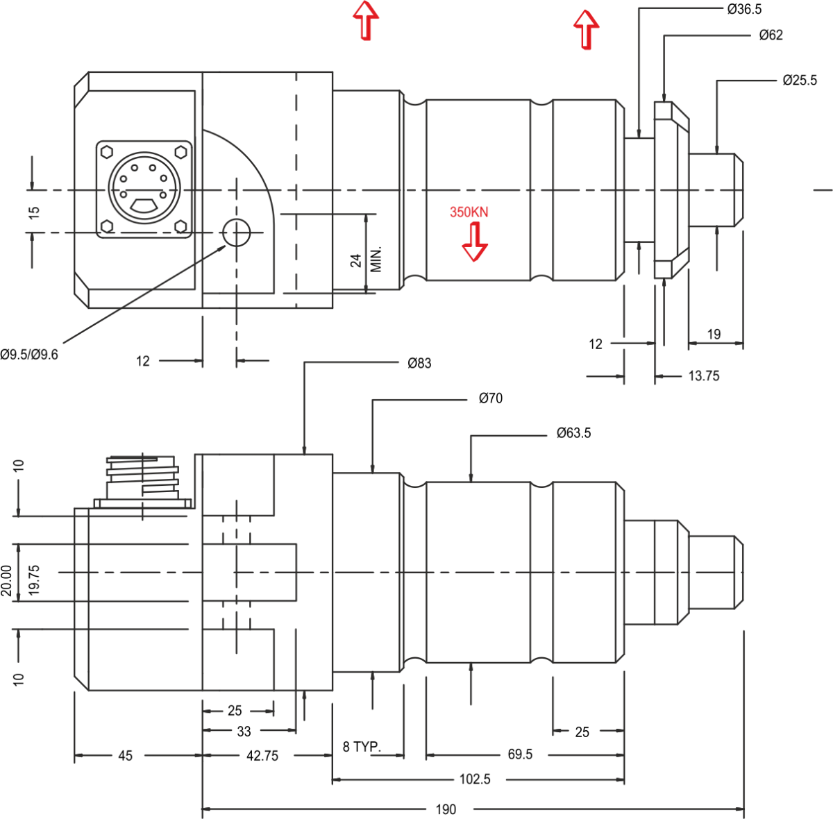 lcm2207 Bulones de Carga dimensiones