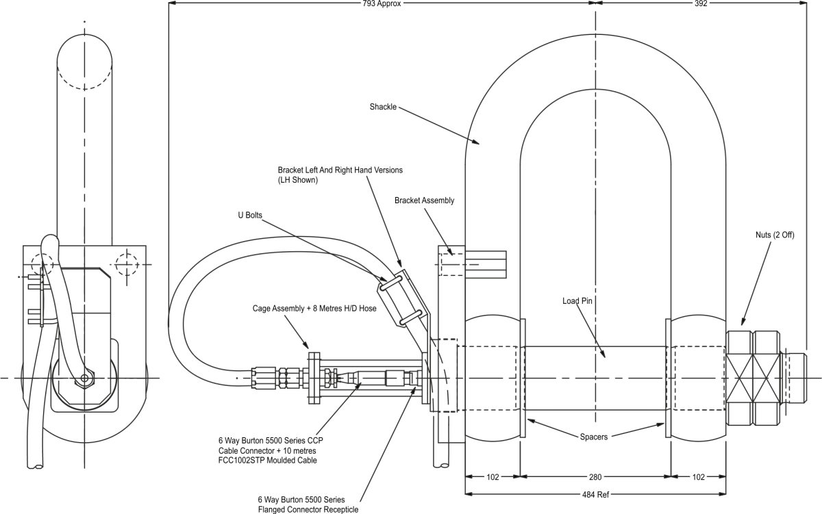 lcm3064 Celda de Carga Grillete dimensiones