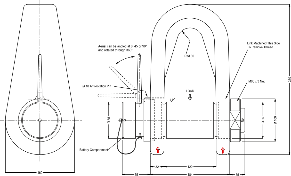 lcm3782 dimensiones del grillete inalámbrico