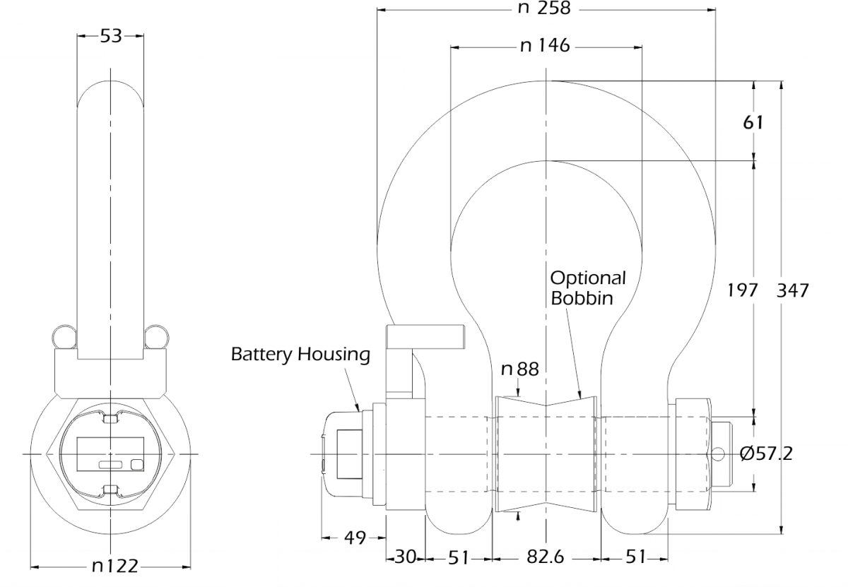 lcm4573 baja temperatura Celda de Carga Grillete dimensiones