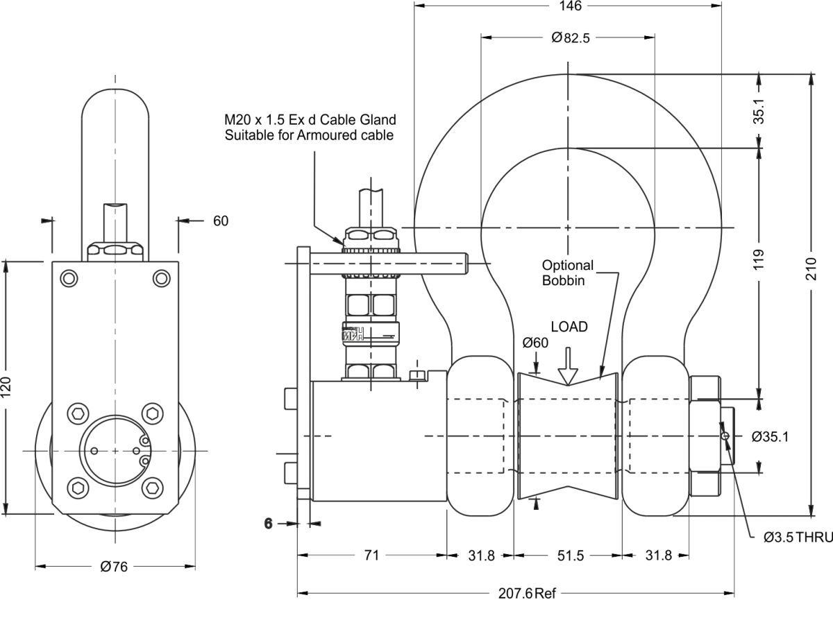 lcm4643 atex Celda de Carga Grillete dimensiones